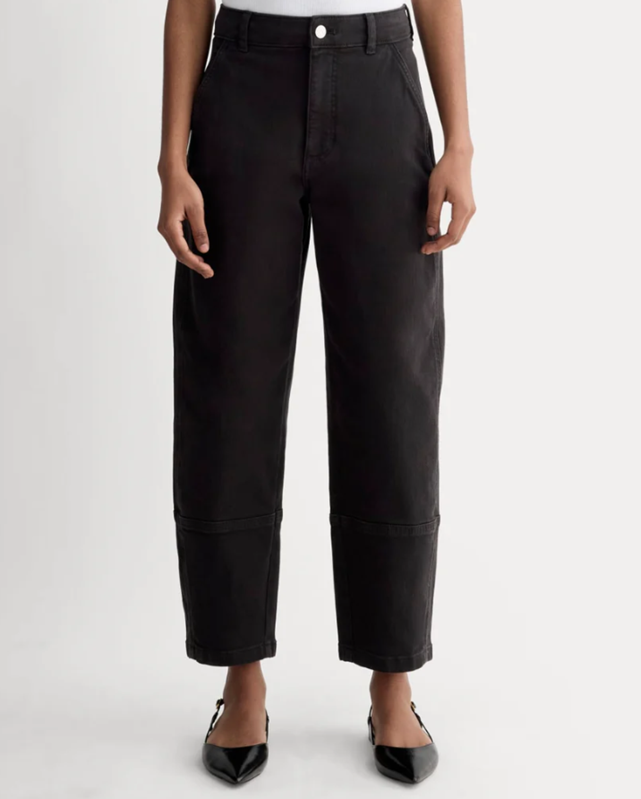 Everlane Women's The Utility Barrel Pants Size 12 Tall Black Cotton Twill Nwt